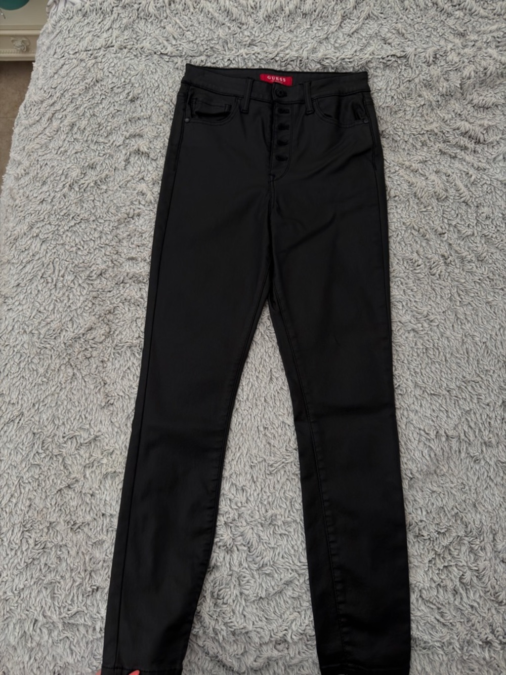 Guess Black High-Rise Button-Fly Skinny Jeans
